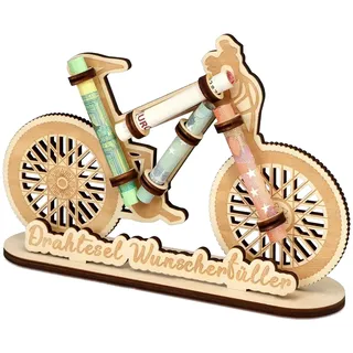 CXNXFD Wunscherfüller,Fahrrad Spardose aus Holz,Fahrrad Deko,Geldgeschenk Fahrrad für Radfahrer Freunde Familie Geburtstag, Drahtesel Wunscherfüller Design