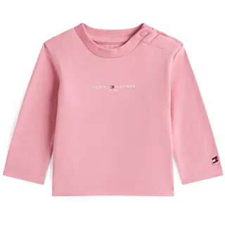 Langarmshirt TOMMY HILFIGER "MINI CORP GRAPHIC TEE LS", Kinder, Gr. 86, rosa (mystic pink), Jersey, Obermaterial: 93% Baumwolle, 7% Elasthan, unifarben, regular fit normal, Rundhals, eingesetzt gerader Abschluss, Shirts Langarmshirt, für Babys