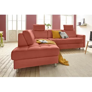 sit&more Ecksofa »Pablo L-Form« wahlweise mit Bettfunktion und Bettkasten orange