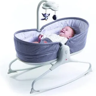 Schwarzer, beweglicher Babystuhl – Schlafplatz – Wickelplatz – Schaukel für Babys – Entspannende Musik und Lichter – (grau) - Grau