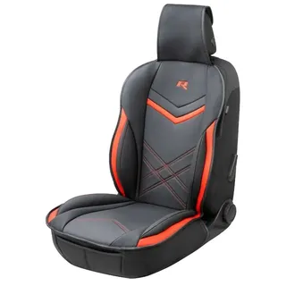 WALSER Sitzauflage Auto Rey, Sitzschoner Auto schwarz/rot, Universal Auto Sitzauflagen, Autositzauflage Vordersitze, Sitzbezug Auto Vordersitze, Sitzkissen Auto Sportlook, Sitzbezüge Auto für PKW/LKW