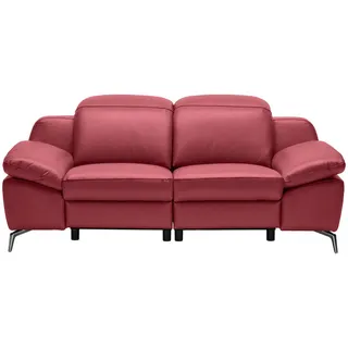 Celina Home 2-Sitzer-Sofa , Rot , Leder , Echtleder , Spaltleder, Rindleder , 194x83-99x110 cm , Made in Eu , Fußauswahl, Lederauswahl, Stoffauswahl, Hocker erhältlich, Rücken echt, motorische Relaxfunktion , Wohnzimmer, Sofas & Couches, Sofas, 2-Sitzer Sofas