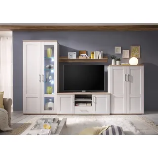 HBZ Wohnwand »Romance Landhaustil inkl. LED-Beleuchtung,BxHxT 329x200x50 cm« Set, 4 Stk. tlg., weiß