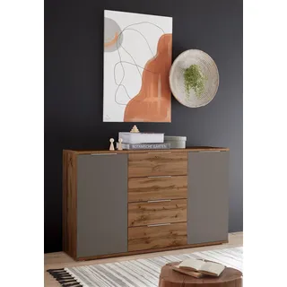 Sideboard Beistellschrank Anrichte Standschrank Kommode Schrank "Constantin I" Wildeiche / Basaltgrau - Braun, Grau