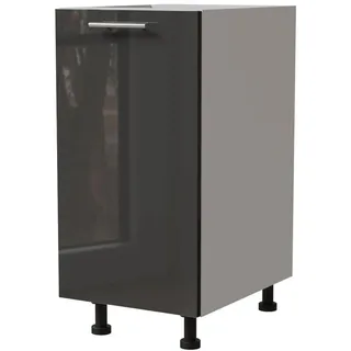 Feldmann-Wohnen Küchenunterschrank Essen D1D/40 Graphit Hochglanz / Weiß Matt 40 / 50 / 82cm , Graphitfarben, Weiß , Holz , Rechteckig , 40x82x50 cm , Küchen, Küchenmöbel, Küchenschränke, Küchenunterschränke