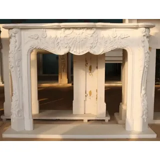 Casa Padrino Luxus Barock Marmor Kaminumrandung Weiß 168 x H. 122 cm - Weiß
