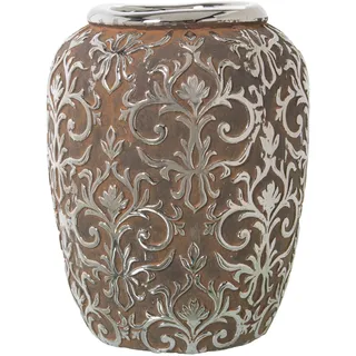 DRW Runde Vase, aus Keramik, antikes Silber, 30 x 39 cm