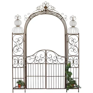 DanDiBo Ambiente Rosenbogen mit Tür 190 x 265 x 36 cm Braun