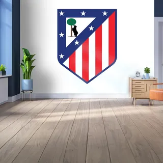 Lizenziertes Decor Atlético de Madrid Vinyl-Wandbild, groß, 220 cm (H) x 170 cm (B) – Vollfarbiges Wappen auf Weiß