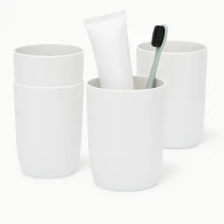 Topsky 4 Stück zahnputzbecher,zahnputzbecher Kinder,trinkbecher Kunststoff,für Erwachsene,Jugendliche und Kinder (280ml, Weiß)