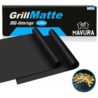 (5/Stk) GrillMatte BBQ Grillmatte Antihaft Grillunterlage Gasgrill Holzkohle [2er Set] - Schwarz