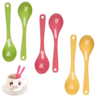 HAYGEM 24 Stück Gemischte Farbe Plastiklöffel aus PP 11.5 cm, Mehrzweck Eierlaöffel Leicht zu Reinigen, Eierlöffel Kunststoff mit Love Hanging Hole, für Heiße Suppen, Joghurts, Desserts und Mehr