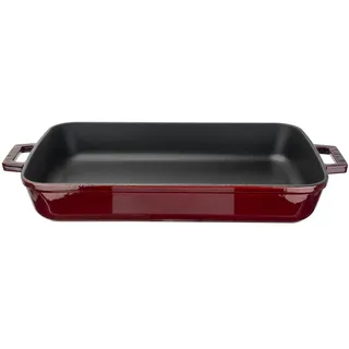 Lava Gusseiserner Rechteck-Bräter und Backform, rechteckige Auflaufform mit 2 Griffen, 26x40 cm, emaillebeschichtet, für alle Herdarten inkl. Induktion & Backofen, hohe Hitzebeständigkeit