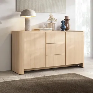 Aura Kommode KSZ 168 cm in Vicenza Eiche mit drei Schubladen und abgerundeten Seiten - Braun