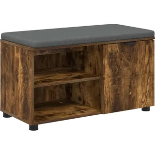 Flurbank mit Kissen mit Regal Geräucherte Eiche 80 x 38 x 46 cm - Braun