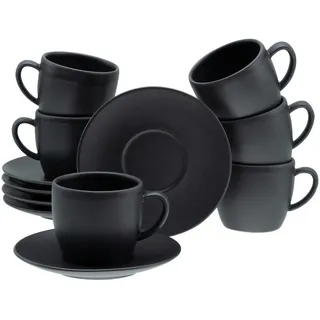CreaTable Soft Touch Cappuccinotassen-Set 12-tlg. schwarz