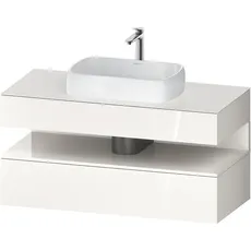 Duravit Qatego Konsolenwaschtischunterbau, 1 Auszug, 1 Schubkasten, Ausschnitt mittig, 1200x550x600mm, Nische Weiß Hochglanz, QA4732022, Farbe: Weiß Hochglanz