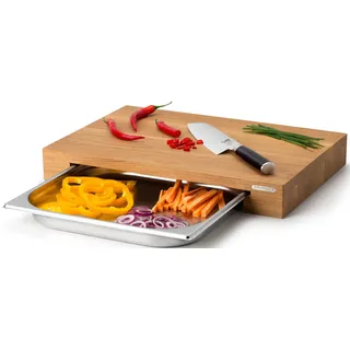 Continenta Eiche Schneidebrett mit Schublade 48 x 32,5 cm Mehrfarbig