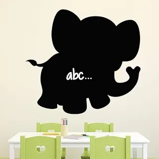 Ambiance Sticker Kreidetafel – Wandaufkleber, selbstklebend, abwischbar, Silhouette kleiner Elefant, 20 x 20 cm