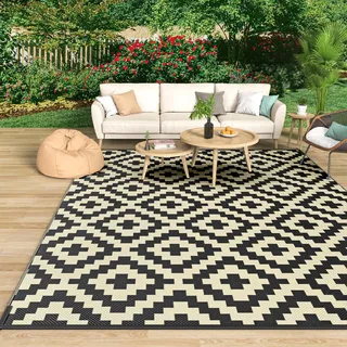 MOKANI Outdoor Teppich Wetterfest 150 x 240cm, Plastik Camping Teppich | Kunststoff Stroh Reversible Matte UV-beständig Camping Patio Balkonteppich Wasserdichter Außenbereich für Balkon Terrasse