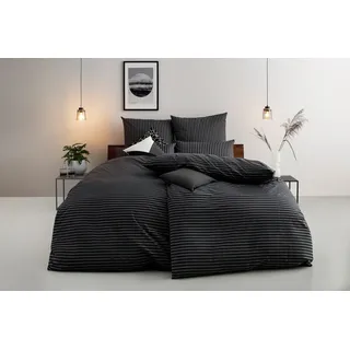Bruno Banani Bettwäsche »Jassen« 3 tlg. moderne Bettwäsche aus Baumwolle, Bettwäsche mit Streifen-Design, schwarz
