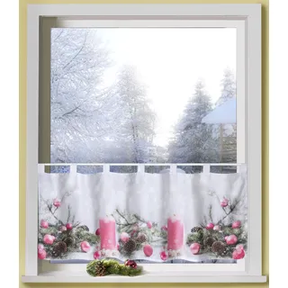 WECKBRODT Scheibengardine »Rosa Kerzen« Schlaufen 1 Stk. tlg. Bistro, Microsatin, Weihnachten, HxB 45x120cm, Gardine, Store, bunt