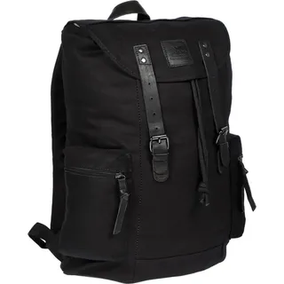 Herren Damen Rucksack Canvas Leder Laptop 17 Zoll Fach Uni Arbeit Schule Schwarz - Schwarz