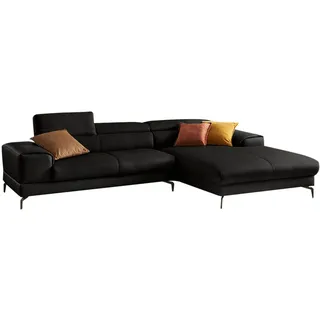 W.Schillig Ecksofa »Piedroo, Designsofa mit tollem Sitzkomfort, elegant und bequem, L-Form« Kopfteilverstellung, wahlweise mit Sitztiefenverstellung, Breite 303cm, schwarz