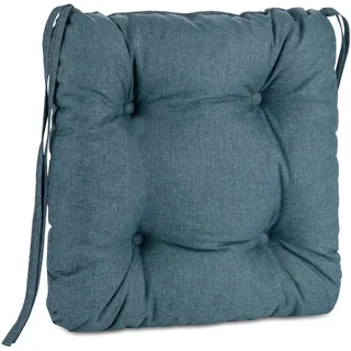 Pillows24 - Sitzkissen Outdoor für Gartenstühle [40x40cm] - Wetterfest Sitzkissen mit befestigungs Bändern für Gartenmöbel oder Stuhl - türkis - Türkis