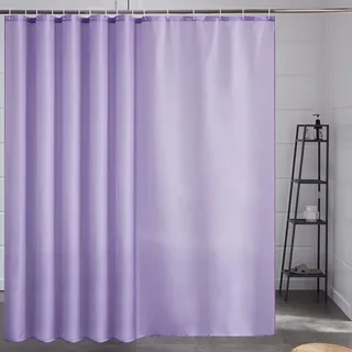 Furlinic Duschvorhang Überlänge Badvorhang Anti-schimmel für Dusche und Badewanne Textile Vorhänge aus Stoff Antibakteriell wasserdicht Extra Breit 244x200cm Lila mit 16 Haken.