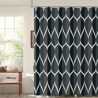 Bishilin Duschvorhang Anthrazit Schmal 100x200CM, Badewanne Vorhang mit Motiv Tropfen Shower Curtain Duschvorhang Wasserdicht für Badewanne