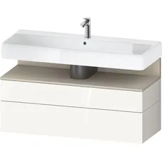 Duravit Qatego Waschtischunterbau, 1 Auszug und 1 Schublade, 1190x470x590mm, Nische Taupe Supermatt, QA4396083, Farbe: Weiß Hochglanz/mit Nischenbeleuchtung