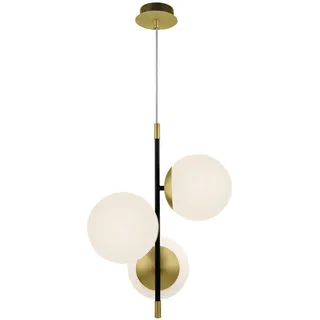 Maytoni Pendelleuchte Gold, Schwarz, Weiß, Metall, Glas, Kugel,Kugel, 43 cm, Ce beliebig kürzbar, gleichmäßige Lichtverteilung, Lampen & Leuchten, Innenbeleuchtung, Hängelampen, Pendelleuchten