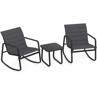 Fantask 3-teiliges Gartenmöbel Set, Balkonmöbel Set inkl. 2 Schaukelstühlen & Beistelltisch, Terrassenmöbel, Gartengarnitur für Balkon, Garten, Terrasse