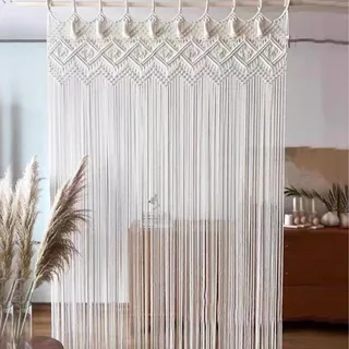 Makramee Wandbehang Vorhang,Mittel Gewebt Tapisserie Makramee Tür Hängend,Raumteiler Vorhänge Fenstervorhang Türvorhänge, Baumwolle Fadenvorhang,Boho Türvorhang,für Zimmer Hochzeitsfeier Dekor (Stil1)