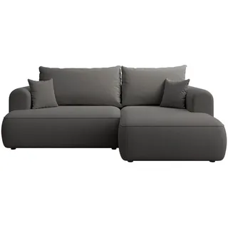 Selsey Eckschlafsofa Ovo Mini Dunkelgrau Easy-Clean-Samtbezug , Textil , Ottomane rechts,L-Form , 238x156 cm , Wohnzimmer, Sofas & Couches, Wohnlandschaften, Ecksofas