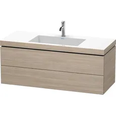 Duravit L-Cube Möbelwaschtisch c-bonded mit Unterbau wandhängend, 120x48 cm, 2 Schubkästen, ohne Überlauf, 1 Hahnloch, Farbe: Pine Silver Dekor