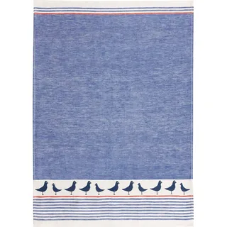 KRACHT Halbleinen Geschirrtuch Jacquard Nordsee Marineblau Größe ca. 50x70cm