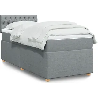 Langlebige Boxspringbett mit Matratze Hellgrau 90x200 cm Stoff Gästebett mit Lattenrost Möbel7087282 - Grau