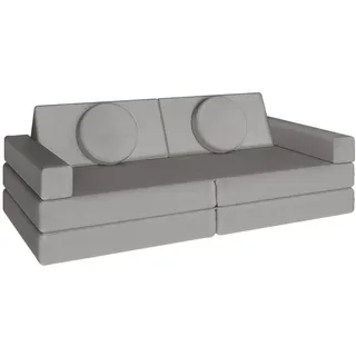 Tectake tectake® Spielsofa, 8-teilig, flexible Anordnung, Leinenbezüge, abnehmbar und waschbar, stapelbar