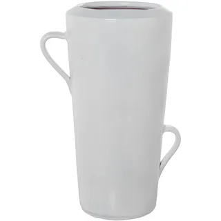 Bodenvase mit Keramikgriffen, Weiß, glänzend, 34 x 24 x 49 cm