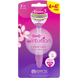 Wilkinson Sword Xtreme 3 Comfort Einwegrasierer für Damen, 3 flexible Klingen, mit feuchtigkeitsspendendem Kokosöl, 4 + 4 Stück