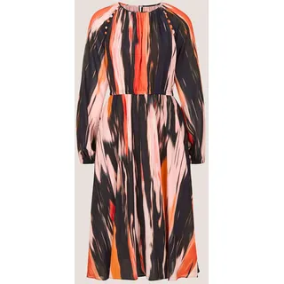 Midikleid MADELEINE "Midikleid Viskosekleid mit Streifenmuster", Damen, Gr. 44, N-Gr, rot (rot, multicolor), Obermaterial: 100% Viskose CV., Modern, tailliert, Kleider Midikleid, Abstrakte Streifenoptik