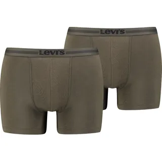 Boxershorts LEVI'S "LEVIS MEN TENCEL BOXER BRIEF 2P", Herren, Gr. XL, 2 Stk., grün (khaki), Obermaterial: 95% Lyocell, 5% Elasthan, körpernah, Unterhosen Boxershorts, mit breitem Logobund