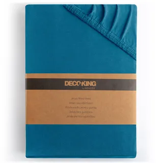 DecoKing Spannbettlaken Baumwolle-Jersey 140 x 200 - 160 x 200 cm Blau