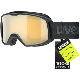 Uvex element FM - stylische, verspiegelte Skibrille mit Anti-Fog-Beschichtung, entwickelt für schmale Gesichtsformen perfekt für Teens und junge Erwachsene - black mat/gold - one size