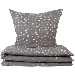 SCHIESSER Runa Winterprint Grau 135 x 200 cm + 80 x 80 cm