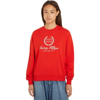 Tommy Hilfiger Damen Sweatshirt ohne Kapuze, Rot (Fierce Red), XXL