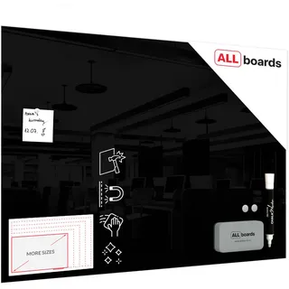 ALLboards Glas-Magnettafel 100,0 x 70,0 cm schwarz