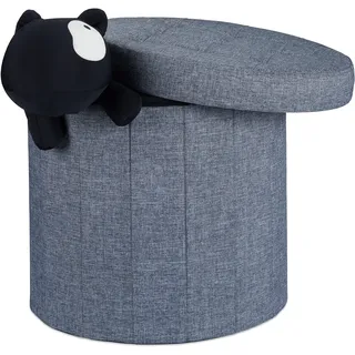 Relaxdays Sitzhocker mit Stauraum Polyester 45 x 43 x 45 cm Dunkelgrau